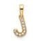14K Yellow Gold Diamond Letter J Initial with Bail Pendant