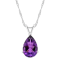 12x8mm Pear Shape Amethyst Rhodium Over Sterling Silver Pendant With Chain