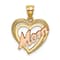 14k Two-tone Gold Textured Mom Heart Charm