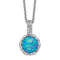 Rhodium Over Sterling Silver Cubic Zirconia and Created Blue Opal Necklace