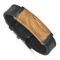 Black Leather and Stainless Steel Black IP-plated Bourbon Barrel Wood Bracelet