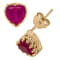 Lab Created Ruby 14K Yellow Gold Over Sterling Silver Heart Earrings 2.00ctw
