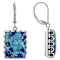 Blended Turquoise And Lapis Oxidized Sterling Silver Earrings 16x12mm