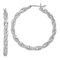 Rhodium Over Sterling Silver Twisted 3.5x40mm Hoop Earrings