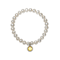 Freshwater Pearl And Yellow CZ Charm Stretch Bracelet In Sterling Silver