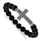 Stainless Steel Antiqued Gunmetal Ion Plated with Lava Stone Cross
Stretch Bracelet