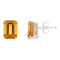 8x6mm Emerald Cut Citrine 14k White Gold Stud Earrings