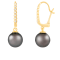 Black Cultured Tahitian Pearl 14k Yellow Gold Earrings 8-9mm