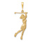 14k Yellow Gold Brushed and Diamond-Cut Female Golfer Pendant