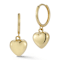 Bellissima Gold 14K Yellow Gold Puffed Heart Charm Huggie Hoop Earrings