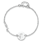 Sterling Silver Rhodium-plated Kitty and Fish with 0.5 Inch Extension Bracelet