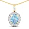 1.90ctw 14K Yellow Gold Oval Aquamarine and White Diamond Pendant with
18 inch Cable Chain