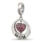 Sterling Silver Enameled Mom and Pink Crystal Heart Bead
