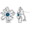 1.88ctw London Blue Topaz and White Topaz Flower Earrings in Sterling Silver