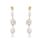 14K Yellow Gold Plating over Sterling Silver and Genuine Freshwater
Pearl Dangling and Drop Earrings