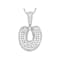 CZ Initial U Bubble Letter Pendant Necklace In Sterling Silver 1.8ctw