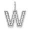 14K White Gold Diamond Lower Case Letter W Initial Pendant