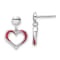 Rhodium Over Sterling Silver Red Enamel Open Heart Dangle Earrings