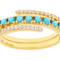Turquoise And White Zircon Ring In 18K Gold Over Sterling Silver 0.25ctw