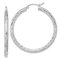 Rhodium Over 14K White Gold 1 11/16" Polished Satin and Diamond-Cut
Hoop Earrings