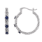 Sterling Silver Lab Created Sapphire Byzantine Hoop Earrings .4ctw