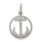 Rhodium Over Sterling Silver Polished Cubic Zirconia Anchor Pendant