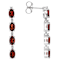 Red Garnet And White Zircon Earrings In Sterling Silver