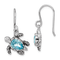 Rhodium Over Sterling Silver Crystal Turtle Dangle Earrings