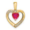 14k Yellow Gold Ruby and Diamond Heart Pendant