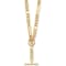 14K Yellow Gold Paperclip and Round Link Y-drop 18-inch Toggle Necklace