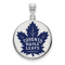 Rhodium Over Sterling Silver NHL LogoArt Toronto Maple Leafs Enamel Pendant