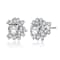 Floral CZ Cluster Stud Earrings In Sterling Silver