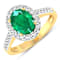 1.92ctw Green Emerald and Diamond 14K Yellow Gold Halo Ring