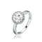 CZ Halo Solitaire Ring In Sterling Silver