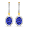 2.18ctw 14K Yellow Gold Tanzanite and White Diamond Halo Earrings