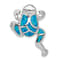 Rhodium Over Sterling Silver Lab Created Blue Opal Inlay Frog Slide Pendant