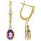 Amethyst And White Zircon Dangle Earrings In 18K Gold Over Sterling
Silver 2.14ctw