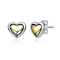 Sleek Heart Stud Earrings In Two-Tone Rhodium Over Brass