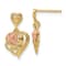 14K Yellow Gold and 14K Rose Gold Textured Heart with Flower Dangle Earrings