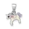 Rhodium Over Sterling Silver Multi-color Enameled Unicorn Children's Pendant