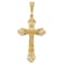 14k Yellow Gold Satin and Diamond-Cut Crucifix Pendant