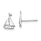 Rhodium Over 14k White Gold Mini Sailboat Stud Earrings