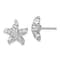 Rhodium Over Sterling Silver White Crystal Starfish Post Earrings