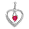 Rhodium Over 14k White Gold Ruby and Diamond Heart Pendant
