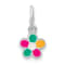 Rhodium Over Sterling Silver Multi-color Enameled Flower Children's Pendant
