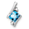Rhodium Over 10k White Gold 0.7 ctw Cushion Swiss Blue Topaz and Diamond
Chain Slide Pendant