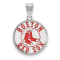 Rhodium Over Sterling Silver MLB LogoArt Boston Red Sox Enamel Pendant