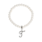 White Faux Pearl Bead Initial Charm Stretch Bracelet