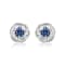 Blue Lab Created Sapphire Rhodium Over Sterling Silver Earrings