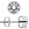 White Cubic Zirconia 14k White Gold Studs With Velvet Gift Box 2.00ctw